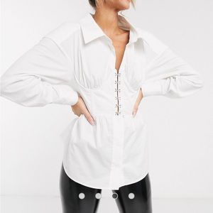 ASOS DESIGN corset shirt with hook and eye detail
